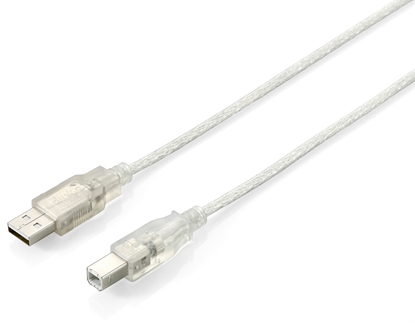 Attēls no Equip USB 2.0 Type A to Type B Cable, 3.0m , Transparent silver