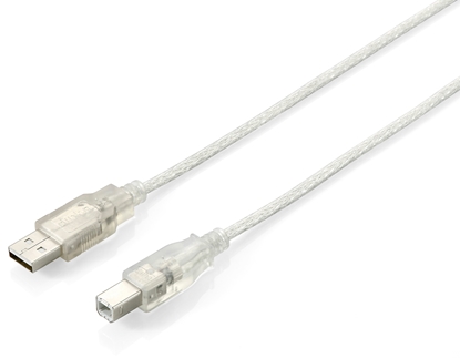 Picture of Equip USB 2.0 Type A to Type B Cable, 3.0m , Transparent silver