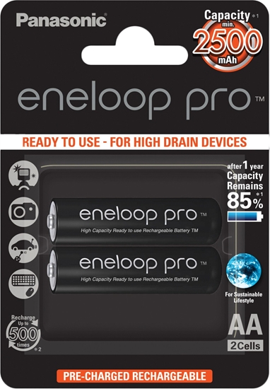 Picture of Panasonic eneloop rechargeable battery pro AA 2500 2BP