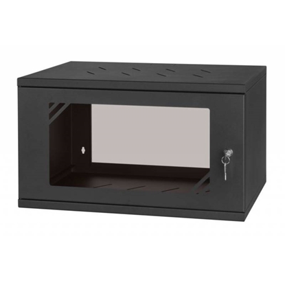 Изображение Rack Cabinet 19" 6U 350MM Glass Door Black