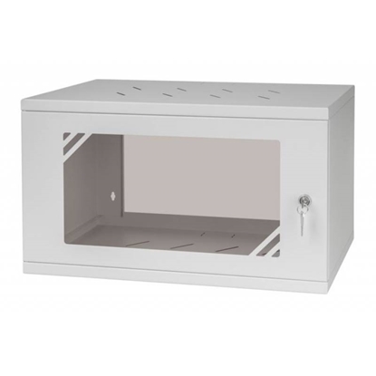 Изображение Rack Cabinet 19" 6U 350mm Glass Door Gray