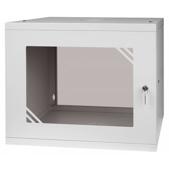 Изображение Rack Cabinet 19" 9U 450mm Glass Door Gray