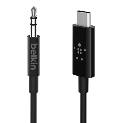 Attēls no Belkin RockStar 3,5mm Aud./USB-C Cable 0,9m black F7U079bt03-BLK