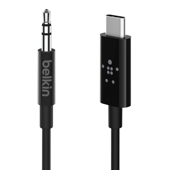 Изображение Belkin RockStar 3,5mm Aud./USB-C Cable 0,9m black F7U079bt03-BLK