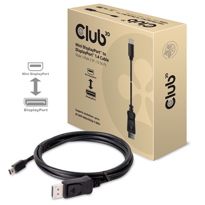 Picture of CLUB3D Mini DisplayPort to DisplayPort 1.4 HBR3 8K60Hz Cable, 2 Meter / 6.56 Feet