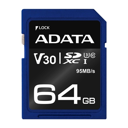 Attēls no ADATA 64GB SDXC UHS-I U3 V30S 95MB/60MB