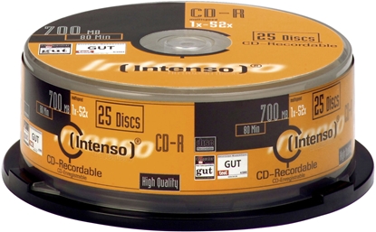 Attēls no 1x25 Intenso CD-R 80 / 700MB 52x Speed, Cakebox Spindle