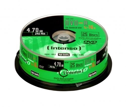 Attēls no 1x25 Intenso DVD-R 4,7GB 16x Speed, Cakebox