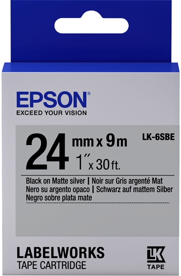 Picture of Epson Label Cartridge Matte LK-6SBE Black/Matt Silver 24mm (9m)