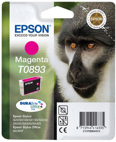 Picture of Epson Monkey Singlepack Magenta T0893 DURABrite Ultra Ink