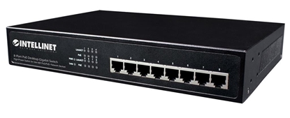 Изображение Intellinet 8-Port Gigabit Ethernet PoE+ Switch, 8 x PoE ports, IEEE 802.3at/af Power-over-Ethernet (PoE+/PoE), Endspan, Desktop (Euro 2-pin plug)