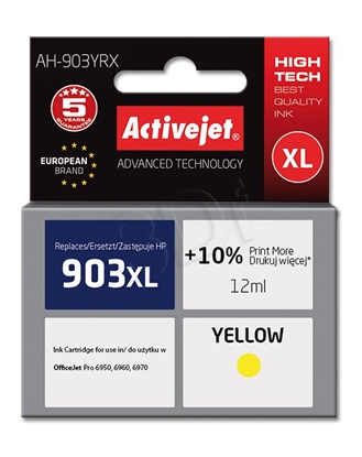 Attēls no Activejet AH-903YRX ink (replacement for HP 903XL T6M11AE; Premium; 12 ml; yellow)