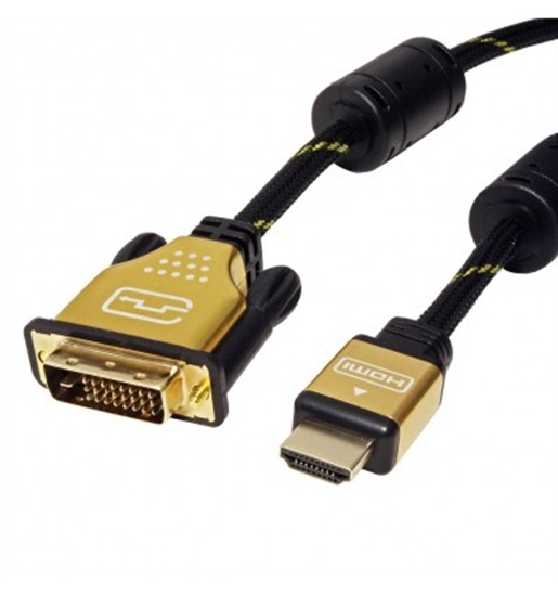 Picture of ROLINE GOLD Monitor Cable, DVI (24+1) - HDMI, Dual Link, M/M, 3.0 m