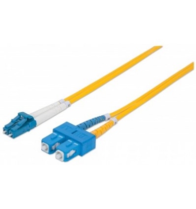 Picture of Intellinet Fiber Optic Patch Cable, OS2, LC/SC, 3m, Yellow, Duplex, Single-Mode, 9/125 µm, LSZH, Fibre, Lifetime Warranty, Polybag