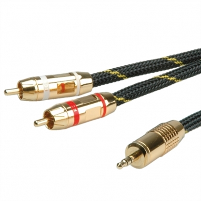 Attēls no ROLINE GOLD Audio Connection Cable 3.5mm Stereo - 2 x Cinch (RCA), M/M, 10.0 m