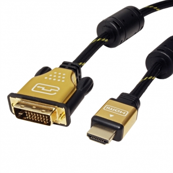 Picture of ROLINE GOLD Monitor Cable, DVI (24+1) - HDMI, Dual Link, M/M, 1.5 m