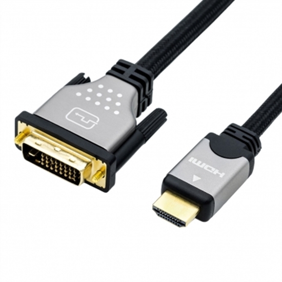 Picture of ROLINE Monitor Cable, DVI (24+1) - HDMI, Dual Link, M/M, black /silver, 1.0 m