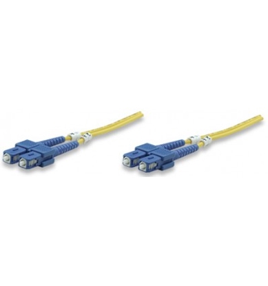 Picture of Intellinet Fiber Optic Patch Cable, OS2, SC/SC, 2m, Yellow, Duplex, Single-Mode, 9/125 µm, LSZH, Fibre, Lifetime Warranty, Polybag