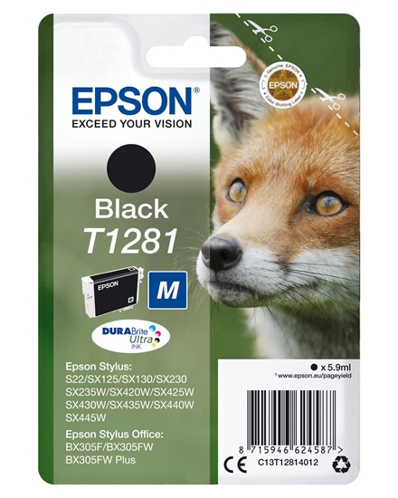 Picture of Epson Fox Singlepack Black T1281 DURABrite Ultra Ink