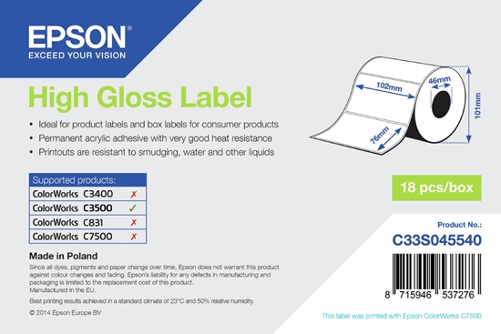 Picture of Epson High Gloss Label - Die-cut Roll: 102mm x 76mm, 415 labels