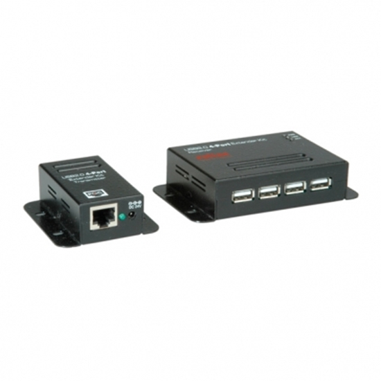 Изображение ROLINE USB 2.0 Extender over RJ-45, PoC, 4x USB, max. 50m