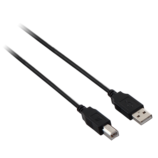 Picture of V7 Black USB Cable USB 2.0 A Male to USB 2.0 B Male 2m 6.6ft