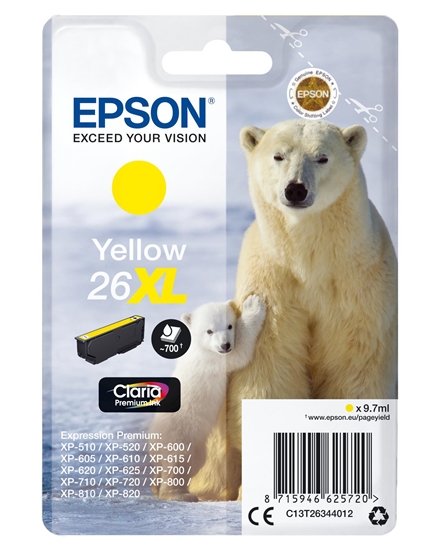 Изображение Epson Polar bear Singlepack Yellow 26XL Claria Premium Ink