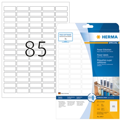 Изображение HERMA Labels A4 37x13 mm white extra strong adhesion paper matt 2125 pcs.