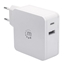 Attēls no Manhattan Wall/Power Charger (Euro 2-pin), USB-C and USB-A ports, USB-C Output: 45W / 3A, USB-A Output: 2.4A, White, Three Year Warranty, Box