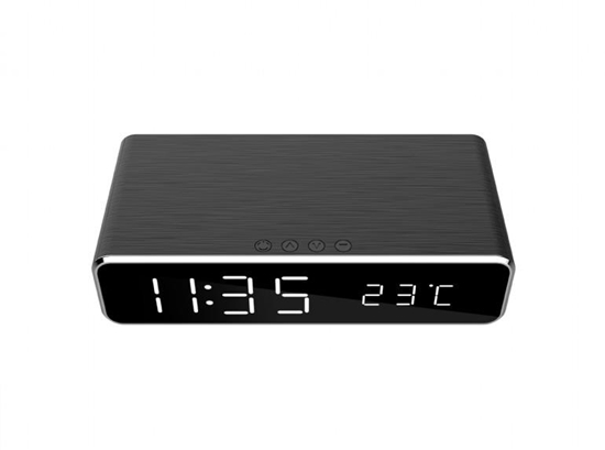 Изображение Gembird Digital alarm clock with wireless charging function Black