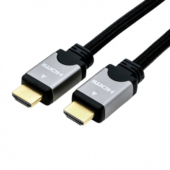 Изображение ROLINE HDMI High Speed Cable + Ethernet, M/M, black /silver, 2.0 m