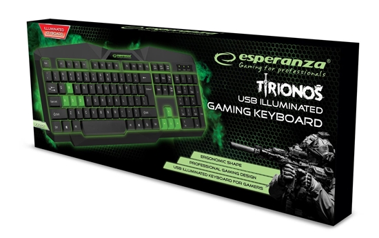 Изображение Esperanza EGK201G keyboard Gaming USB QWERTY UK English Black, Green