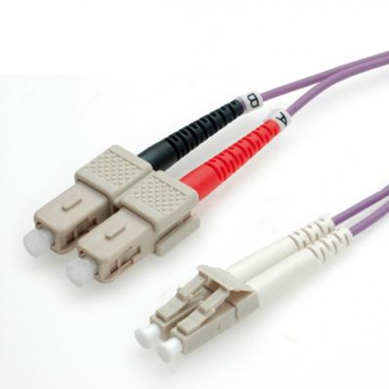 Picture of ROLINE Fibre Optic Jumper Cable, 50/125µm, LC/SC, OM4, purple 0.5 m