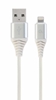 Picture of Gembird USB Male - Lightning Male Premium cotton braided 1m Silver/White