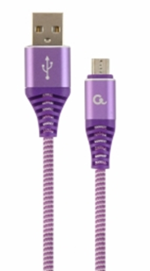 Изображение Gembird USB Male - Micro USB Male Premium cotton braided 1m Purple/White