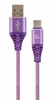 Изображение Gembird USB Male - USB Type C Male Premium cotton braided 2m Purple/White