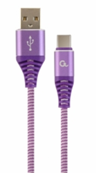 Изображение Gembird USB Male - USB Type C Male Premium cotton braided 2m Purple/White