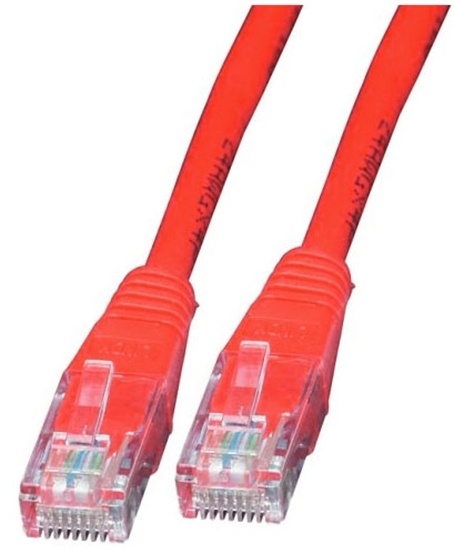 Изображение Intellinet Network Patch Cable, Cat5e, 5m, Red, CCA, U/UTP, PVC, RJ45, Gold Plated Contacts, Snagless, Booted, Lifetime Warranty, Polybag