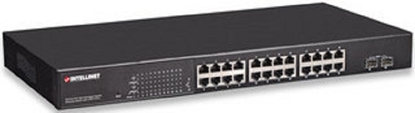 Изображение Intellinet 24-Port Gigabit Ethernet PoE+ Web-Managed Switch with 2 SFP Ports, 24 x PoE ports, IEEE 802.3at/af Power over Ethernet (PoE+/PoE), 2 x SFP, Endspan, 19" Rackmount