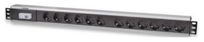 Picture of Intellinet Vertical Rackmount 12-Way Power Strip - German Type, With Single Air Switch, No Surge Protection (Euro 2-pin plug)
