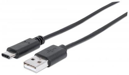 Picture of Manhattan USB-C to USB-A Cable, 3m, Male to Male, 5 Gbps (USB 3.2 Gen1 aka USB 3.0), 3A (fast charging), SuperSpeed USB, Black, Lifetime Warranty, Polybag