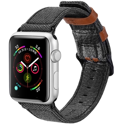 Изображение Dux Ducis Canvas Leather Band For Apple Watch 38 / 40 mm Black-Brown