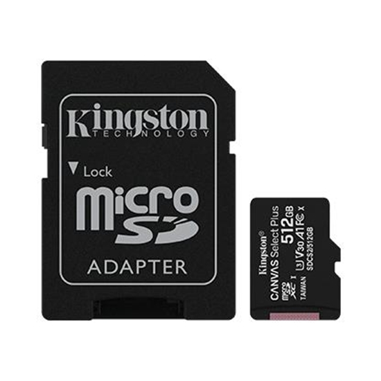 Picture of Kingston Technology 512GB micSDXC Canvas Select Plus 100R A1 C10 Card + ADP