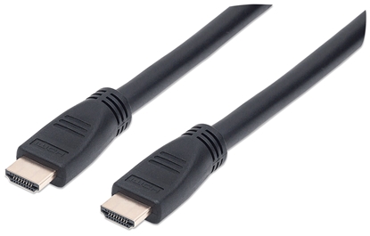 Picture of Manhattan HDMI Cable with Ethernet (CL3 rated, suitable for In-Wall use), 4K@60Hz (Premium High Speed), 10m, Male to Male, Black, Ultra HD 4k x 2k, In-Wall rated, Fully Shielded, Gold Plated Contacts, Lifetime Warranty, Polybag