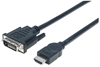 Picture of Manhattan HDMI to DVI-D 24+1 Cable, 3m, Male to Male, Black, Equivalent to HDDVIMM3M, Dual Link, Compatible with DVD-D, Lifetime Warranty, Polybag