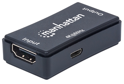 Изображение Manhattan HDMI Repeater, 4K@60Hz, Active, Boosts HDMI Signal up to 40m, Black, Three Year Warranty, Blister