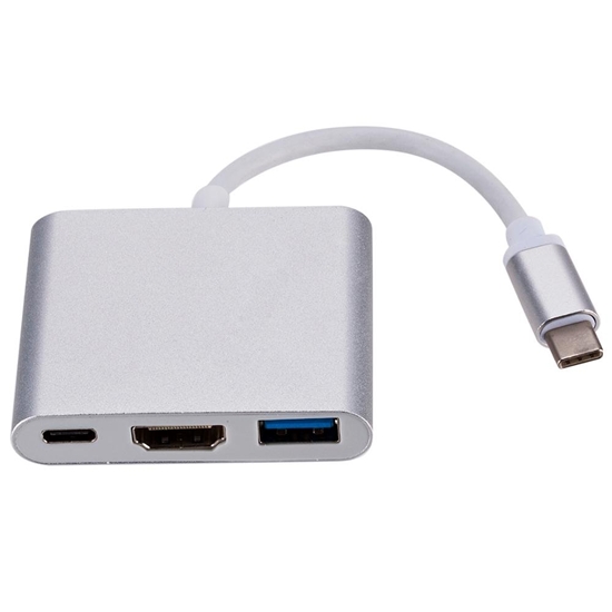 Изображение RoGer Multimedia Adapter Type-C to HDMI (4K @ 30Hz, 1080P @ 60Hz) + USB 3.0 Silver