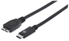 Picture of Manhattan USB-C to Micro-USB Cable, 1m, Male to Male, Black, 10 Gbps (USB 3.2 Gen2 aka USB 3.1), 3A (fast charging), Equivalent to USB31CUB1M, SuperSpeed+ USB, Lifetime Warranty, Polybag