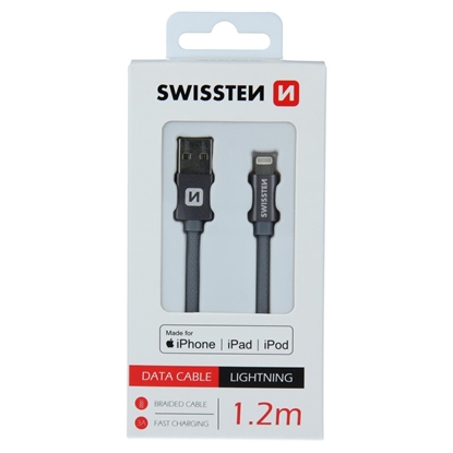 Изображение Swissten MFI Textile Fast Charge 3A Lightning Data and Charging Cable 1.2m