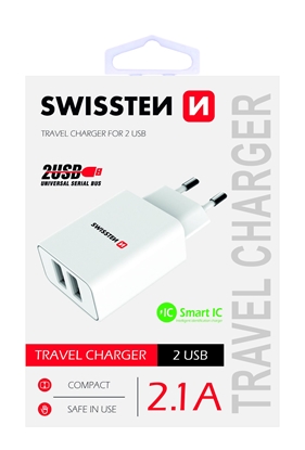 Изображение Swissten Premium Travel Charger USB 2.1А / 10.5W